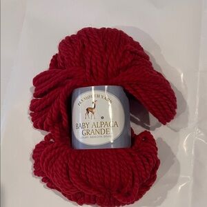 Plymouth Yarn Baby Alpaca Grande Red Yarn color 2050.  2 skeins